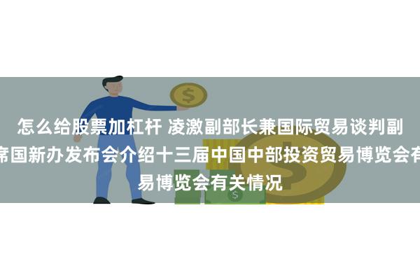 怎么给股票加杠杆 凌激副部长兼国际贸易谈判副代表出席国新办发布会介绍十三届中国中部投资贸易博览会有关情况