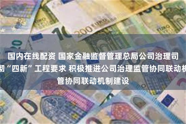 国内在线配资 国家金融监督管理总局公司治理司深入贯彻“四新”工程要求 积极推进公司治理监管协同联动机制建设